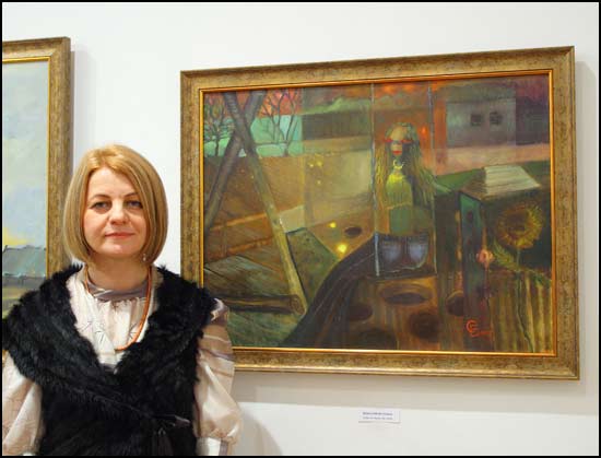 
Bożena Elżbieta Grzybek (żona Aleksandra Grzybka) i jej obraz olejny 