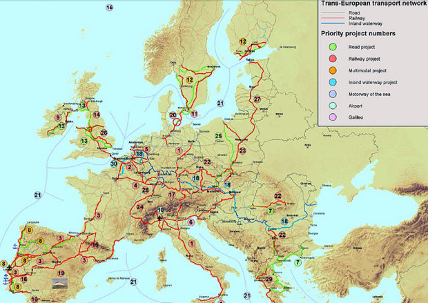 30 priorytetów transportowych UE