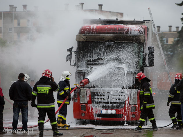 Pożar ciężarówki na ul. Wąskiej
