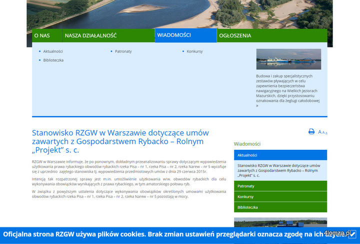 obraz ze strony internetowej RZGW Warszawa