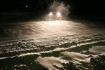 Foto: wieczorne opady śniegu oraz zawieje śnieżne, droga 644 Łomża  - Kolno