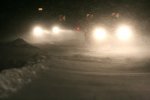 Foto: wieczorne opady śniegu oraz zawieje śnieżne, droga 644 Łomża  - Kolno