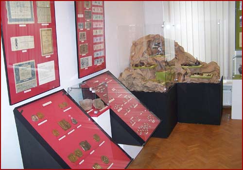 fragment ekspozycji- dział nunizmatyki i archeologii