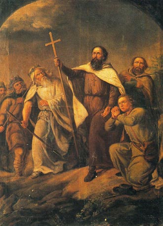 Obraz przedstawiający św. Brunona z Kwerfurtu w momencie męczeńskiej śmierci.