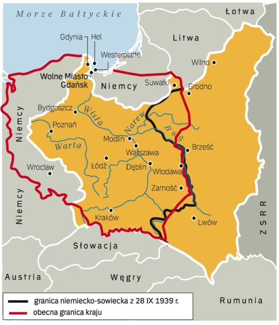 Czerwoni doszli aż tutaj - czarna linia na mapie. (grafika: www.rp.pl)
