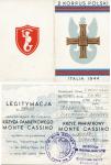 Legitymacja do Krzyża Pamiątkowego Monte Cassino
