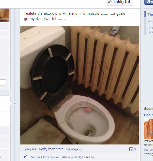 Zdjęcie toalety na profilu Tomasza Karolaka (fot. facebook.com)