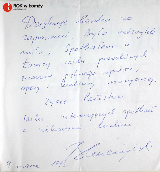 9.III.1993 r. odbyło się spotkanie autorskie ze znanym popularyzatorem opery i muzyki poważnej Panem Bogusławem Kaczyńskim.