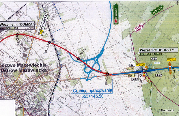 Obwodnica Ostrowi Mazowieckiej z planowanym węzłem Podborze łączącym S8 i S61 (Via Baltica)