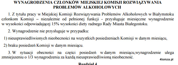 Regulamin wynagradzania członków MKRPA w Białymstoku