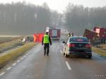Foto: Wypadek na  drodze krajowej nr 63 Zambrów - Czyżew. fot. KWP Białystok