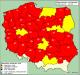 Mapa zagrożenia pożarowego w lasach Polski - stan na 7. czerwca godz. 13.