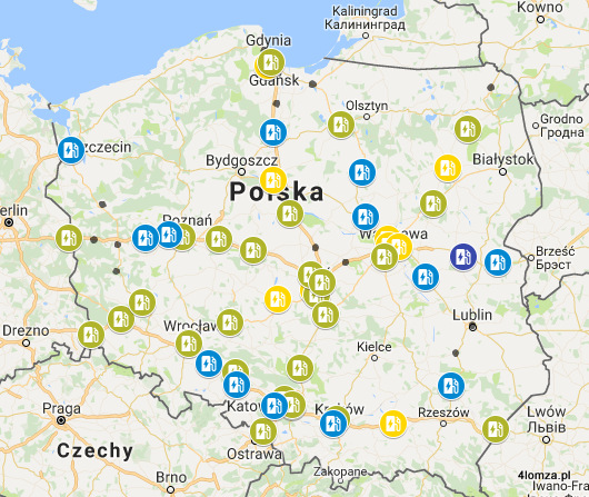 Planowana sieć e-ładowarek Greenway Infrastructure Poland