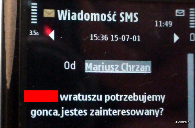 Jeden z SMS-ów jakie prezydent Łomży Mariusz Chrzanowski wysłał do swojego znajomego.