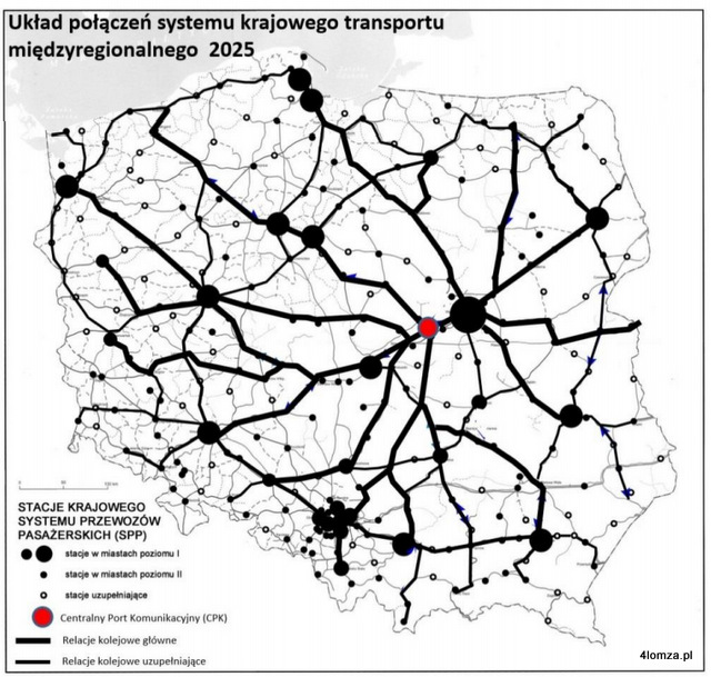 Mapa kolejowa Polski z 