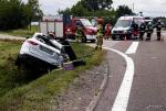 Wypadek w Gutach na dk 61 (fot. KPP Grajewo)