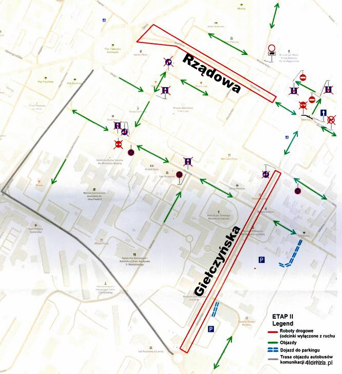 Publikowane przez Urząd Miejski w Łomży schematy tymczasowej organizacji ruchu (etap II)